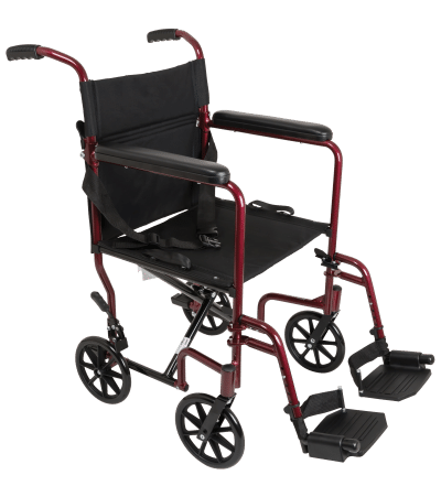 ProBasics Burgundy Aluminum Transport Chair with Footrests available in michigan usa