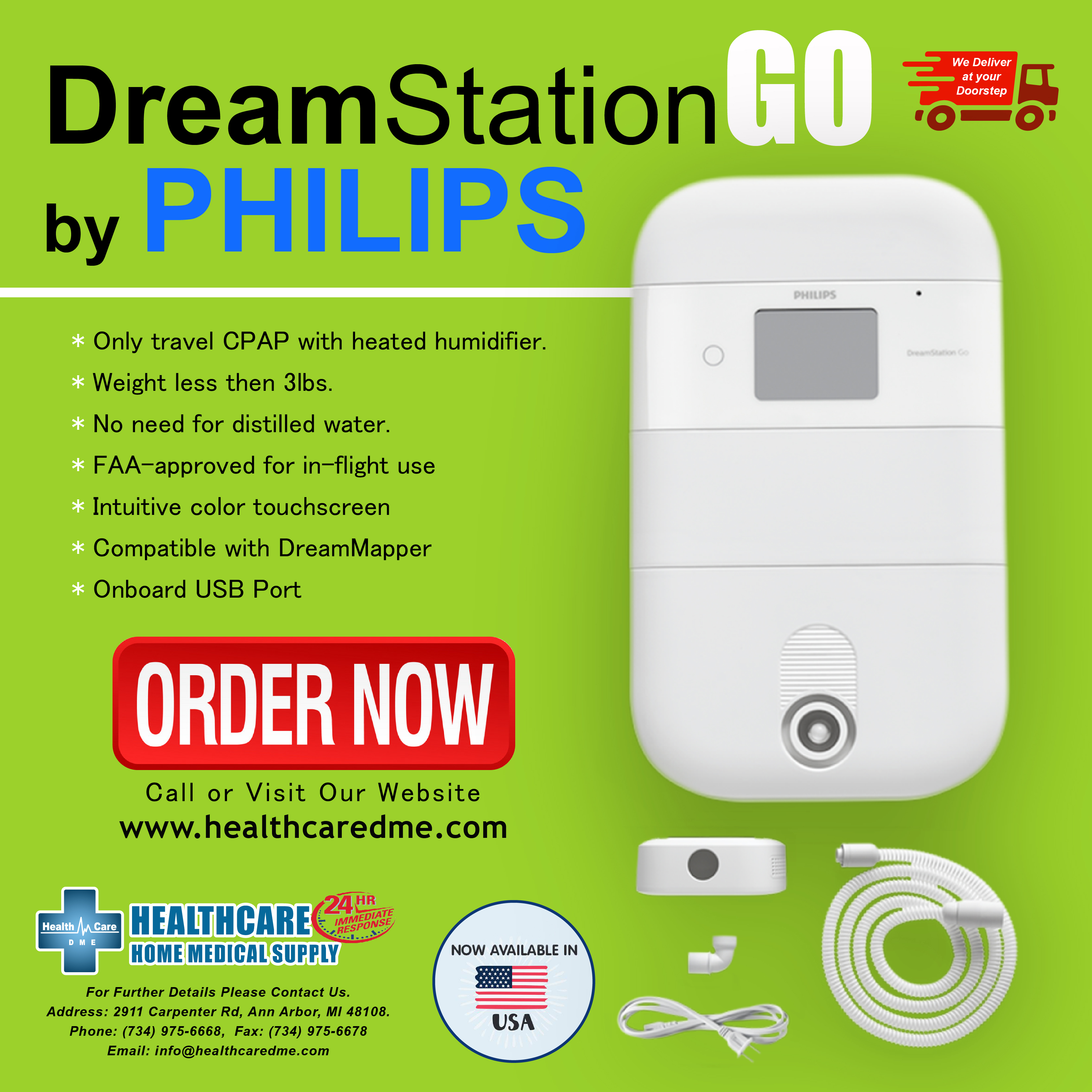 Philips Respironics DreamStation Go CPAP w/Heated Humidifier Michigan | USA