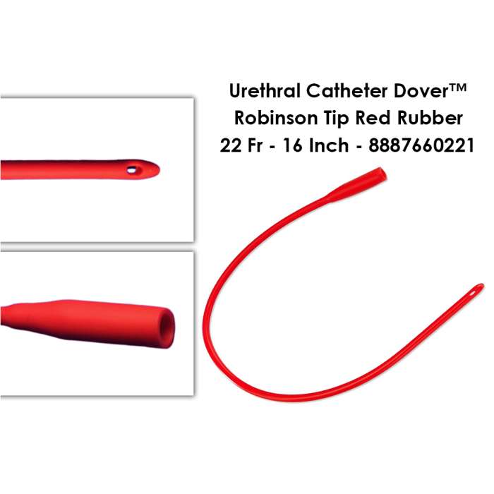 Urethral Catheter Dover™ Robinson Tip Red Rubber 22 Fr - 16 Inch - 8887660221