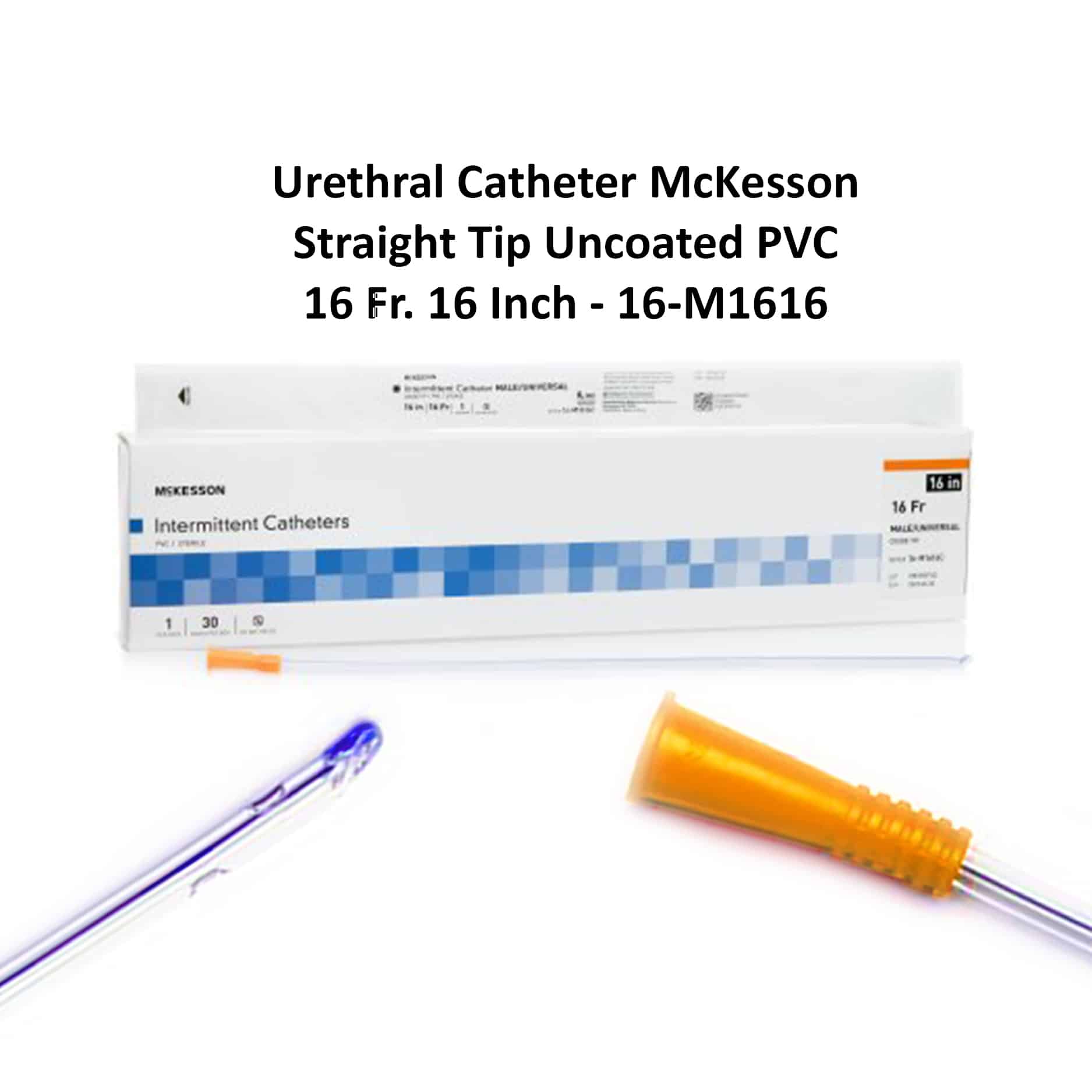 Urethral Catheter McKesson Straight Tip Uncoated PVC 16 Fr. 16 Inch - 16-M1616