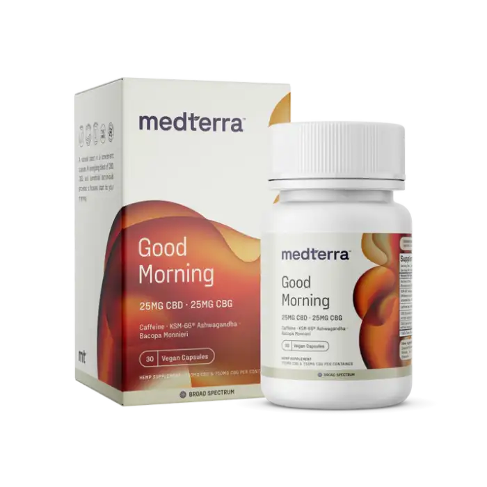 Bottle of Medterra Good Morning Capsules – CBD capsules for daily energy and focus