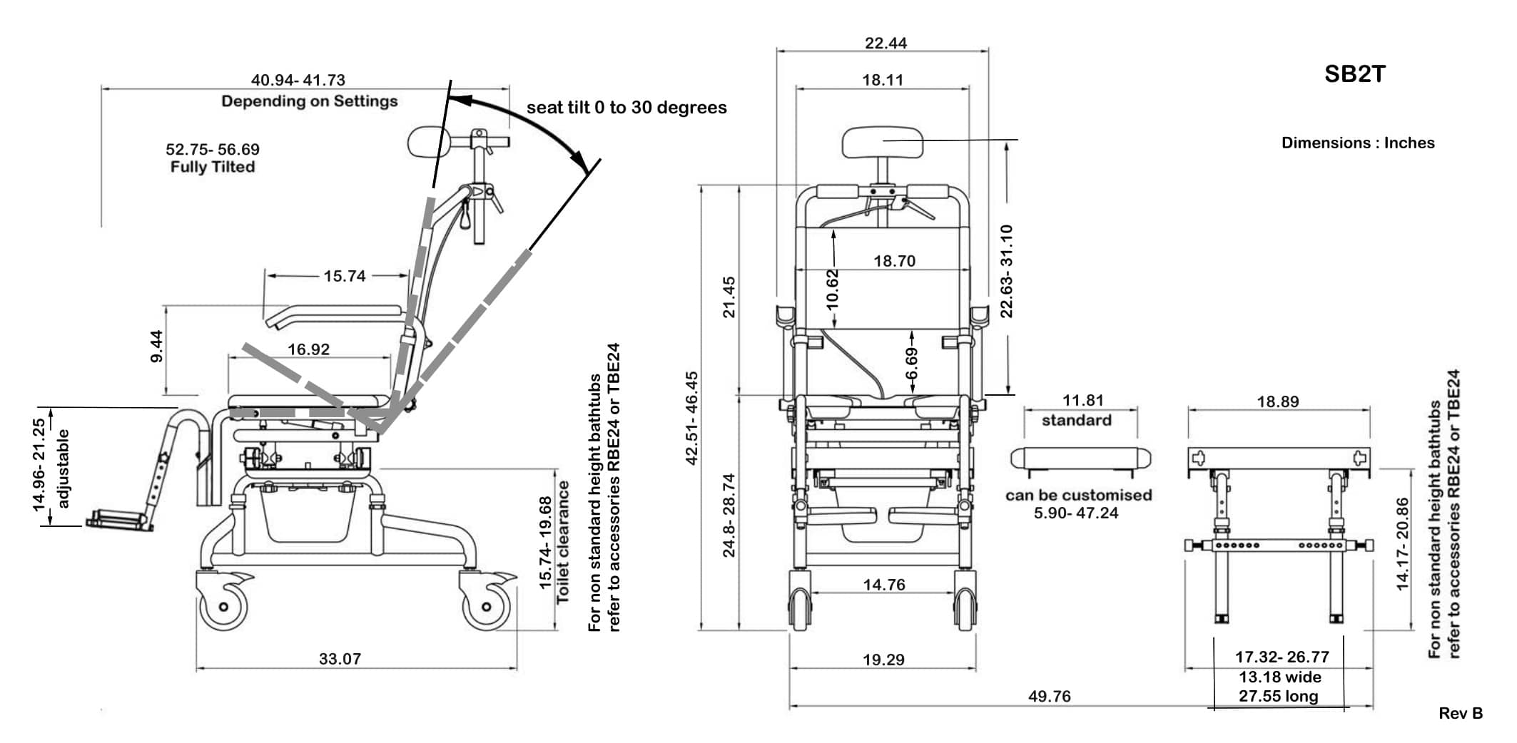 ShowerBuddy SB2T Tubbuddy Over Bath Transfer System With Tilt - Michigan USA