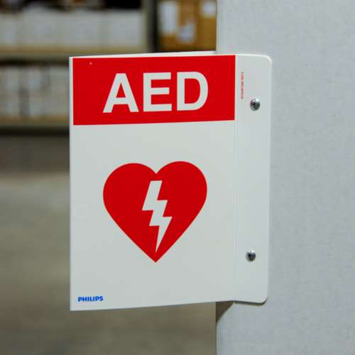 Philips AED Wall Sign - Red 989803170921 in Michigan USA