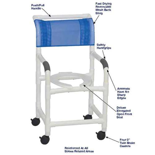 Healthcare Grade, SUPERIOR SHOWER CHAIR 18" Internal Width in Michigan USA