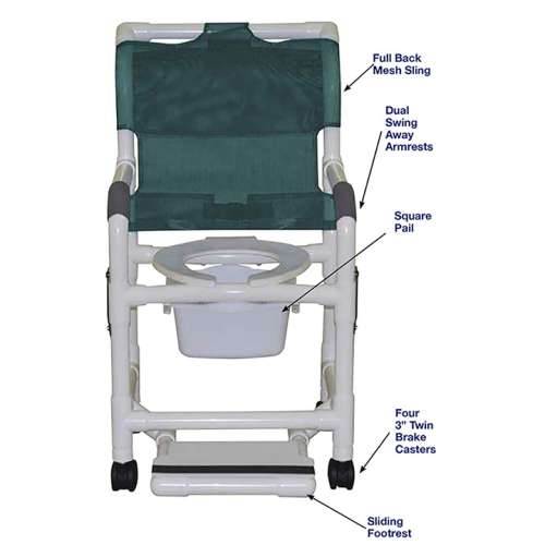 MJM SUPERIOR SHOWER CHAIR 118-3-DDA-SF-SQ-PAIL in Michigan USA