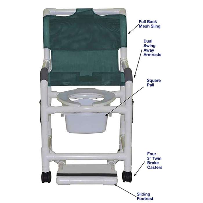 MJM SUPERIOR SHOWER CHAIR 118-3-DDA-SF-SQ-PAIL in Michigan USA