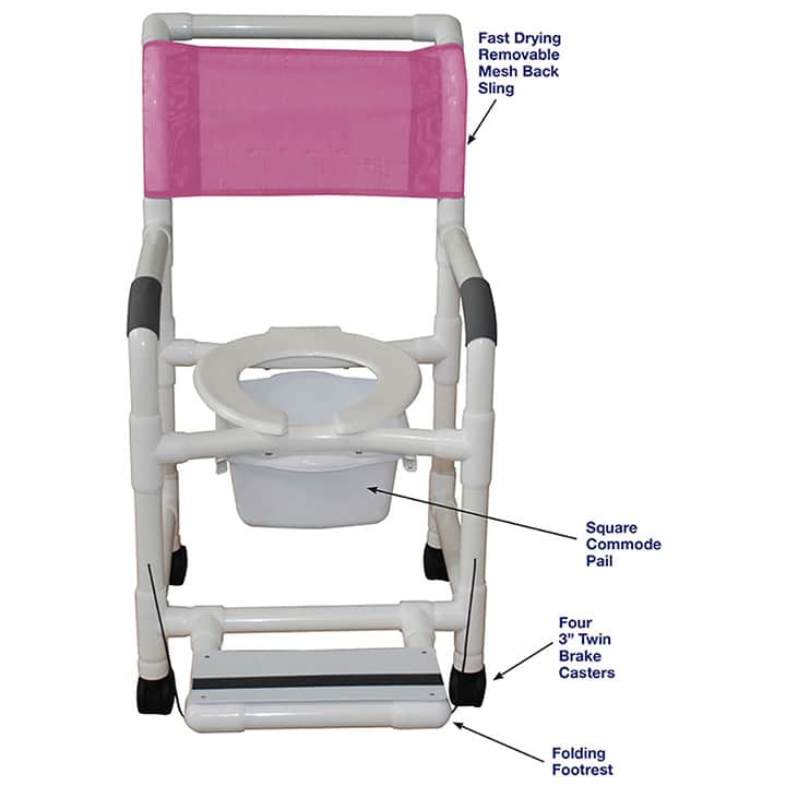 MJM SHOWER CHAIR W/FOLDING FOOTREST 118-3-FF-SQ-PAIL in Michigan USA