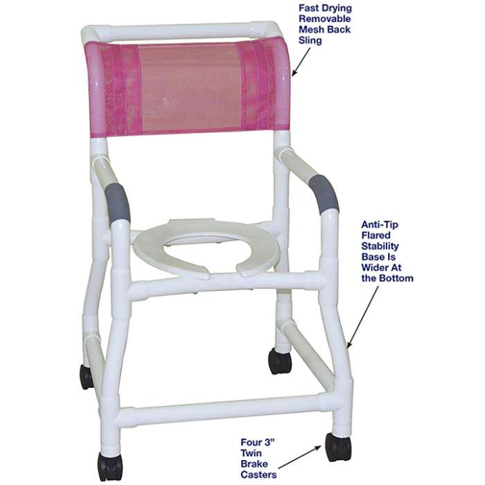 MJM ANTI-TIP FLARED STABILITY SHOWER CHAIR 118-3-FS in Michigan USA