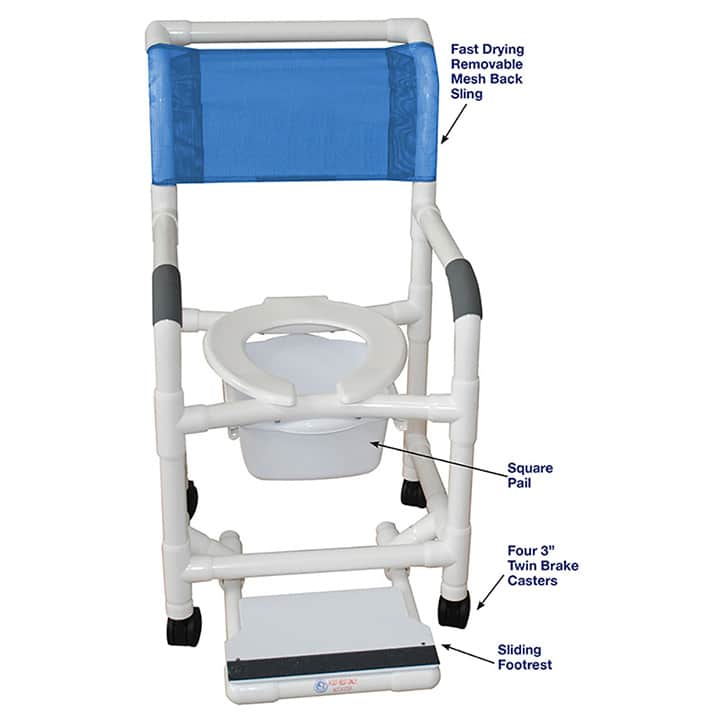 SUPERIOR SHOWER CHAIR W/SLIDING FOOTREST & SQUARE PAIL in Michigan USA