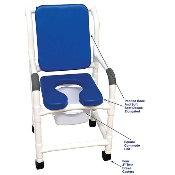 MJM Shower Chair Commode w/ Soft Seat Deluxe and Padded Back in Michigan USA