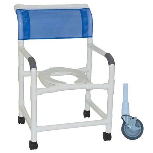 MJM Wide shower chair 22"- open front seat- 5" heavy duty casters - 122-5HD