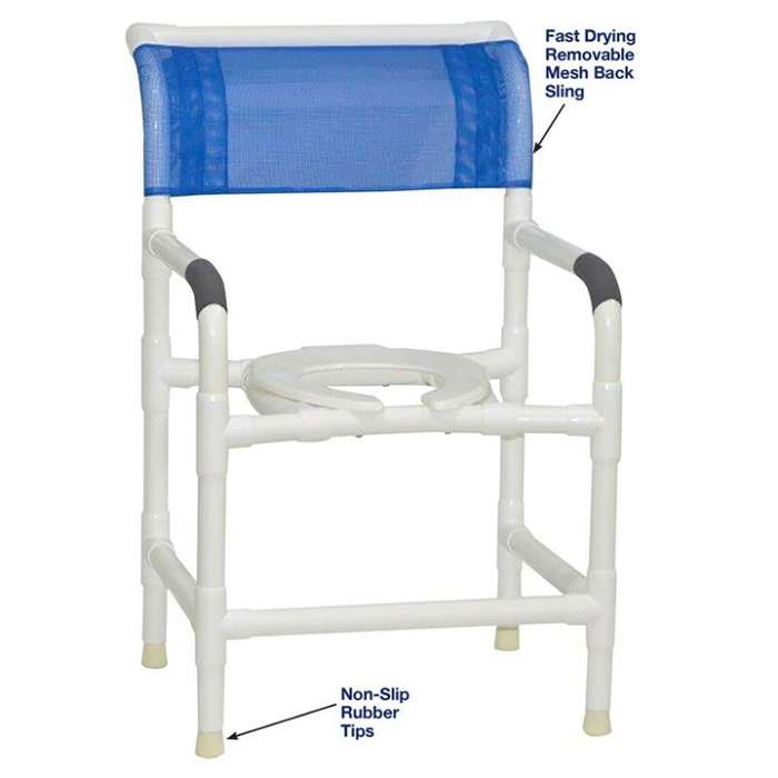 MJM Wide shower chair 22" intl. width - open front seat - 122-LP