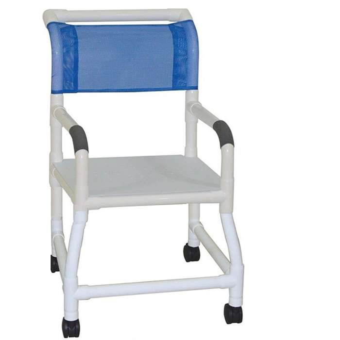 MJM Shower chair 18" flatstock seat - flared stability with 4" wider bottom base - 118-3TW-FS-F in Michigan USA