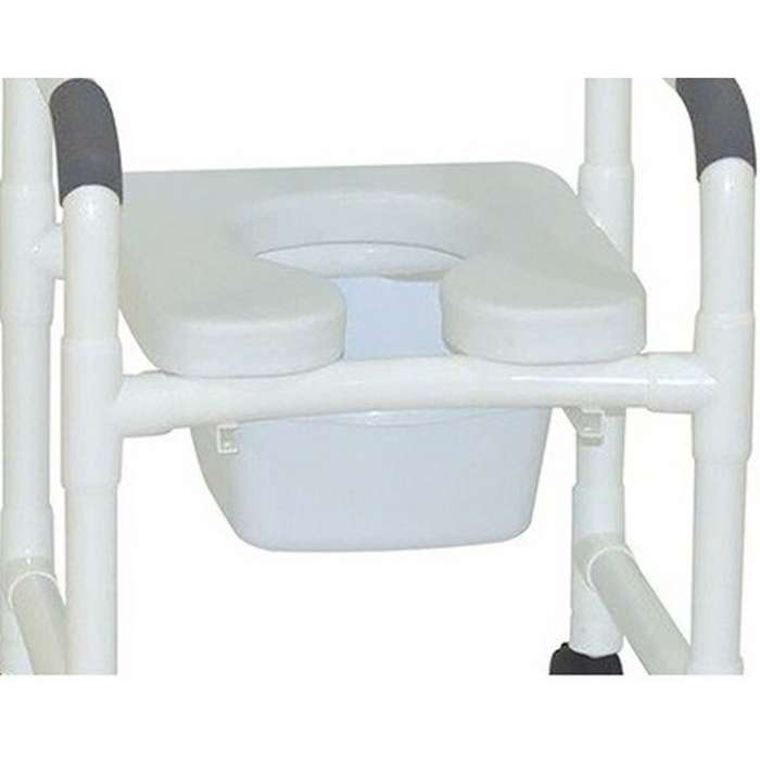 MJM Shower chair 18" with folding footrest & commode pail - 118-3TW-FF-SSDE-SQ-PAIL in Michigan USA