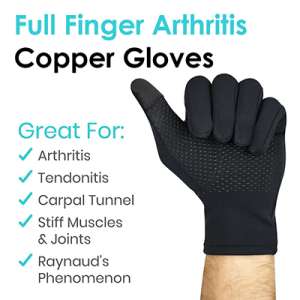 Full Finger Arthritis Copper Gloves, polyester, and spandex blend fabric