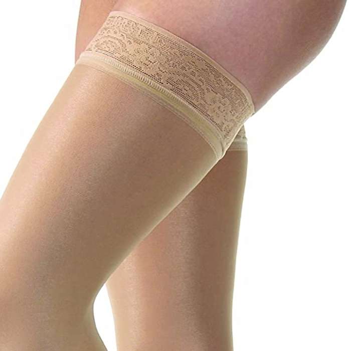 Jobst UltraSheer Thigh High 15-20 mmHg Lace Silicone Top Band Petite Compression Stockings Support hosiery combining style with effective compression support.. for sale available in Ann Arbor MI, USA