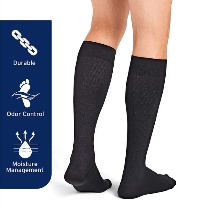 JOBST For Men 15-20 mmHg Knee High Compression Socks Made with superior moisture-wicking properties that help keep feet dry and cool. for sale available in Ann Arbor MI, USA