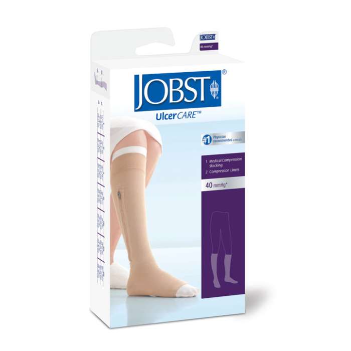 JOBST® UlcerCARE™ Stocking 2-Part System LEFT/ZIP WITH LIN designed for the effective management of venous leg ulcers. for sale and available in Ann Arbor MI, USA