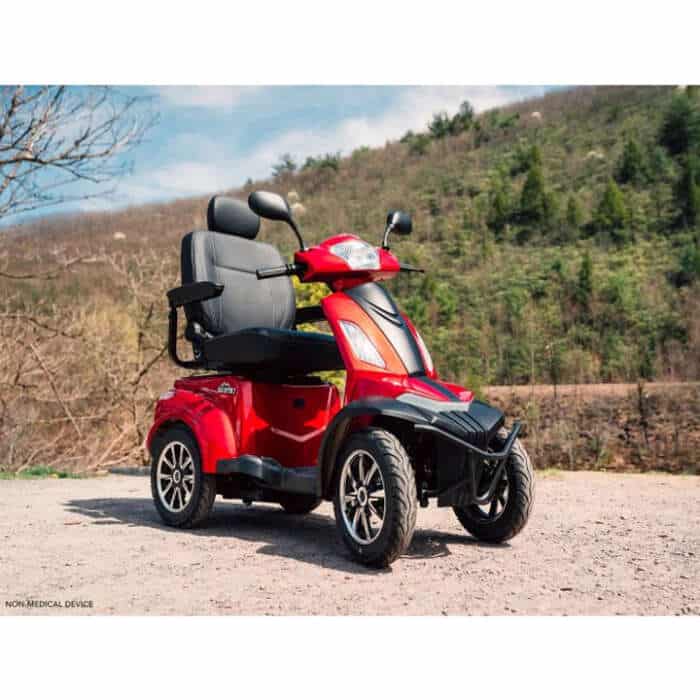 The Pride Baja Raptor 2 Long-Range 4-Wheel Scooter offers 13 MPH speed and 21.2-mile range. Ideal for Ann Arbor & nationwide.