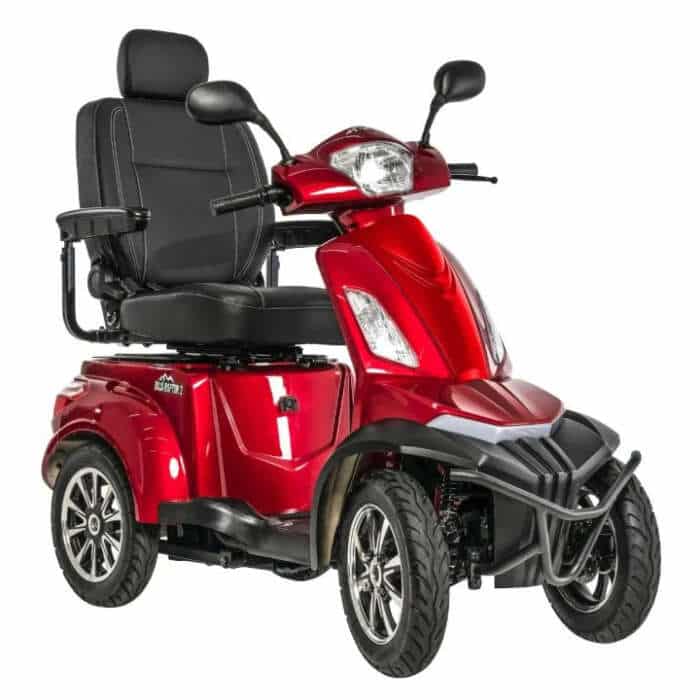 The Pride Baja Raptor 2 Long-Range 4-Wheel Scooter offers 13 MPH speed and 21.2-mile range. Ideal for Ann Arbor & nationwide.