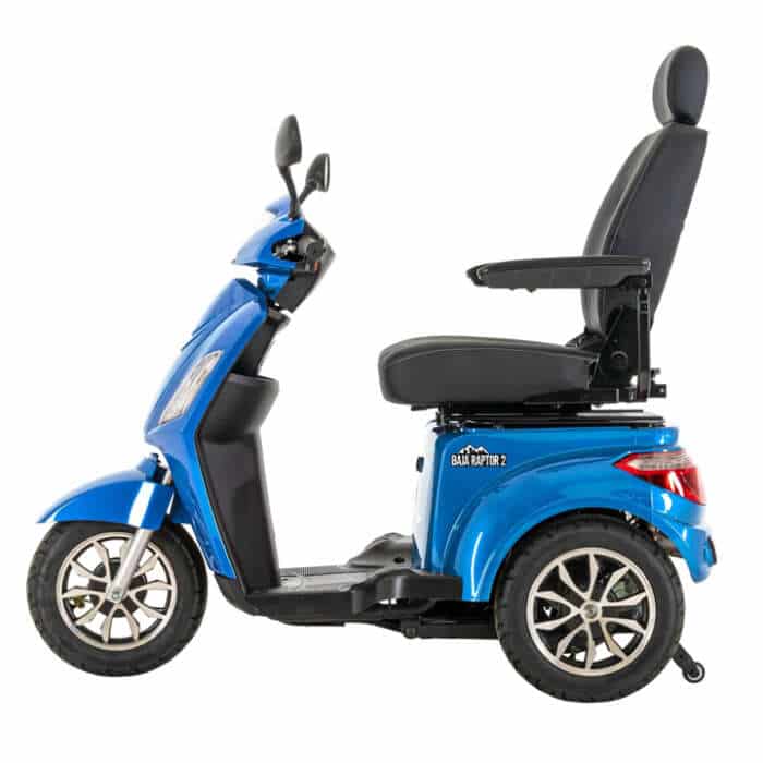 The Pride Baja Raptor 2 Long-Range 3-Wheel Scooter offers 14 MPH speed and 31-mile range. Ideal for Ann Arbor & nationwide.