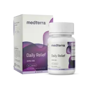 Bottle of Medterra Daily Relief CBD Isolate Capsules – THC-free daily CBD supplement